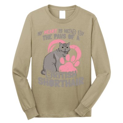 My Heart Is Held By The Paws Of A British Shorthair Cats Long Sleeve Shirt