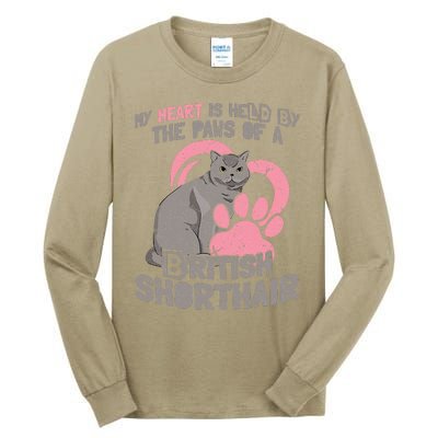 My Heart Is Held By The Paws Of A British Shorthair Cats Tall Long Sleeve T-Shirt