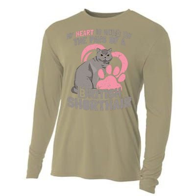 My Heart Is Held By The Paws Of A British Shorthair Cats Cooling Performance Long Sleeve Crew