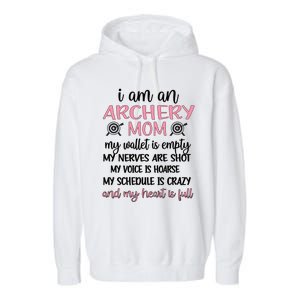 My Heart Is Full Archery Mom Of An Archer Mama Gift Garment-Dyed Fleece Hoodie