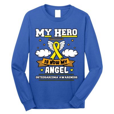 My Hero Is Now My Angel Osteosarcoma Awareness Os Advocate Gift Long Sleeve Shirt