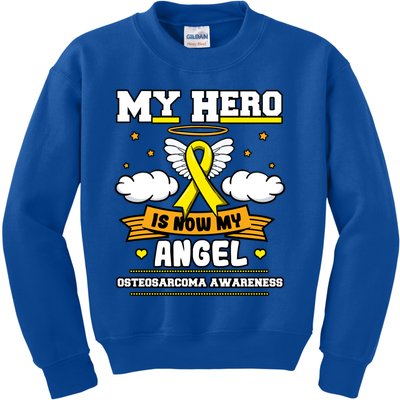 My Hero Is Now My Angel Osteosarcoma Awareness Os Advocate Gift Kids Sweatshirt