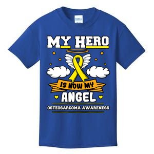 My Hero Is Now My Angel Osteosarcoma Awareness Os Advocate Gift Kids T-Shirt