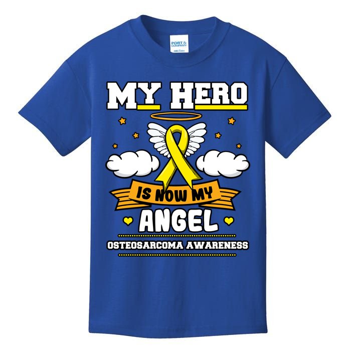 My Hero Is Now My Angel Osteosarcoma Awareness Os Advocate Gift Kids T-Shirt