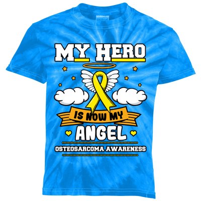 My Hero Is Now My Angel Osteosarcoma Awareness Os Advocate Gift Kids Tie-Dye T-Shirt