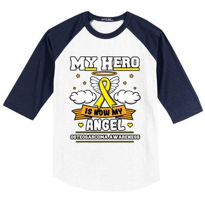 My Hero Is Now My Angel Osteosarcoma Awareness Os Advocate Gift Baseball Sleeve Shirt