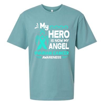 My Hero Is Now My Angel Ovarian Cancer Awareness Gift Funny Gift Sueded Cloud Jersey T-Shirt