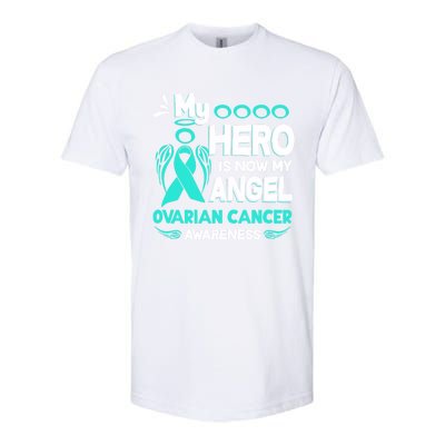 My Hero Is Now My Angel Ovarian Cancer Awareness Gift Funny Gift Softstyle CVC T-Shirt