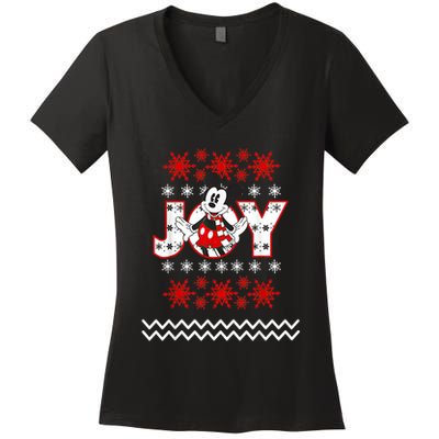 Mouse Holiday Joy Women's V-Neck T-Shirt