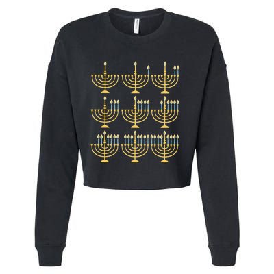 Menorah Hanukkah Jewish Christmas Holiday Season Cropped Pullover Crew