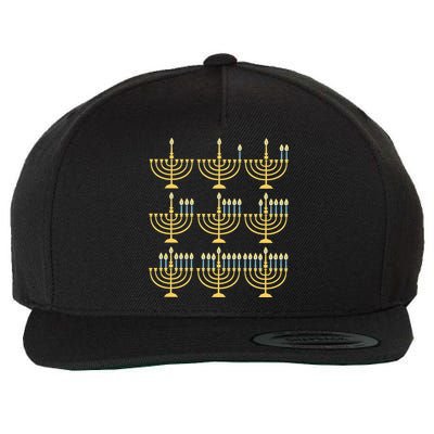 Menorah Hanukkah Jewish Christmas Holiday Season Wool Snapback Cap