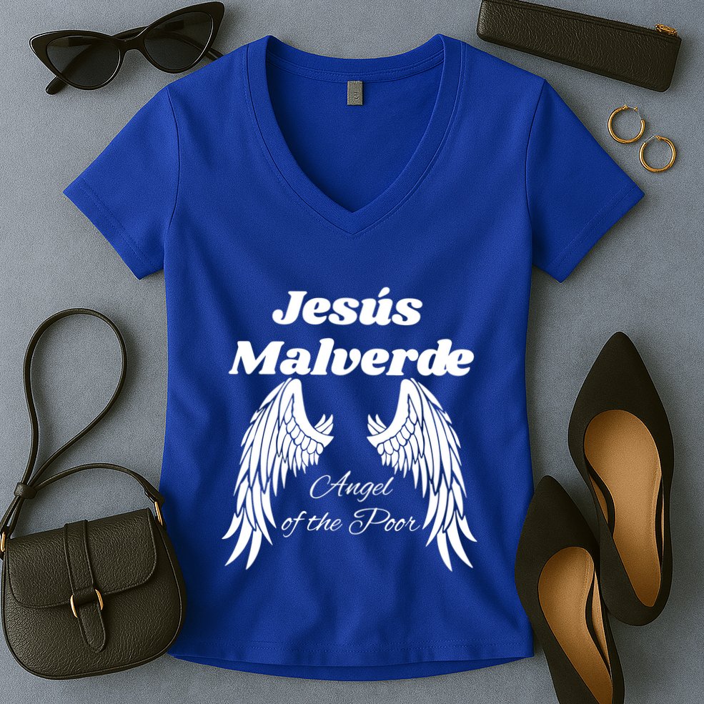 Mexican Hero Jesus Malverde Angel Of The Poor Women's V-Neck T-Shirt