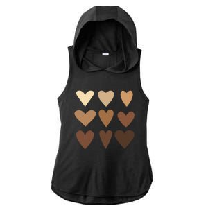 Melanin Hearts Junenth Black History Month Melanin Gift Ladies PosiCharge Tri-Blend Wicking Draft Hoodie Tank