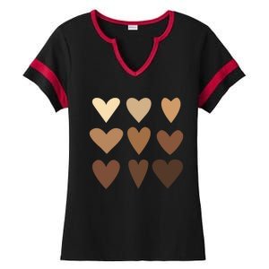 Melanin Hearts Junenth Black History Month Melanin Gift Ladies Halftime Notch Neck Tee