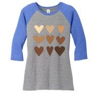 Melanin Hearts Junenth Black History Month Melanin Gift Women's Tri-Blend 3/4-Sleeve Raglan Shirt