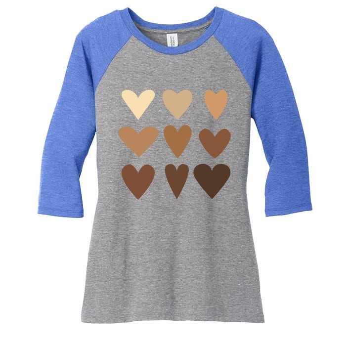 Melanin Hearts Junenth Black History Month Melanin Gift Women's Tri-Blend 3/4-Sleeve Raglan Shirt