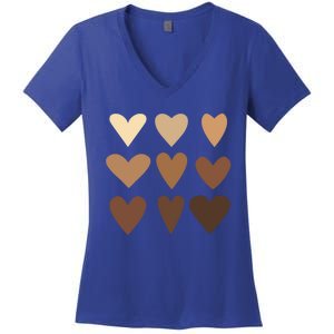 Melanin Hearts Junenth Black History Month Melanin Gift Women's V-Neck T-Shirt