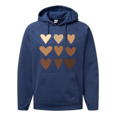 Melanin Hearts Junenth Black History Month Melanin Gift Performance Fleece Hoodie