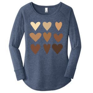 Melanin Hearts Junenth Black History Month Melanin Gift Women's Perfect Tri Tunic Long Sleeve Shirt