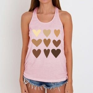 Melanin Hearts Junenth Black History Month Melanin Gift Women's Knotted Racerback Tank