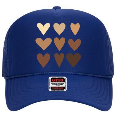 Melanin Hearts Junenth Black History Month Melanin Gift High Crown Mesh Back Trucker Hat