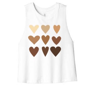 Melanin Hearts Junenth Black History Month Melanin Gift Women's Racerback Cropped Tank