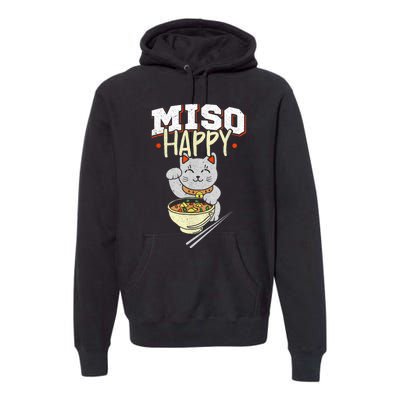 Miso Happy Japanese Food & Cat Lover Pun Premium Hoodie