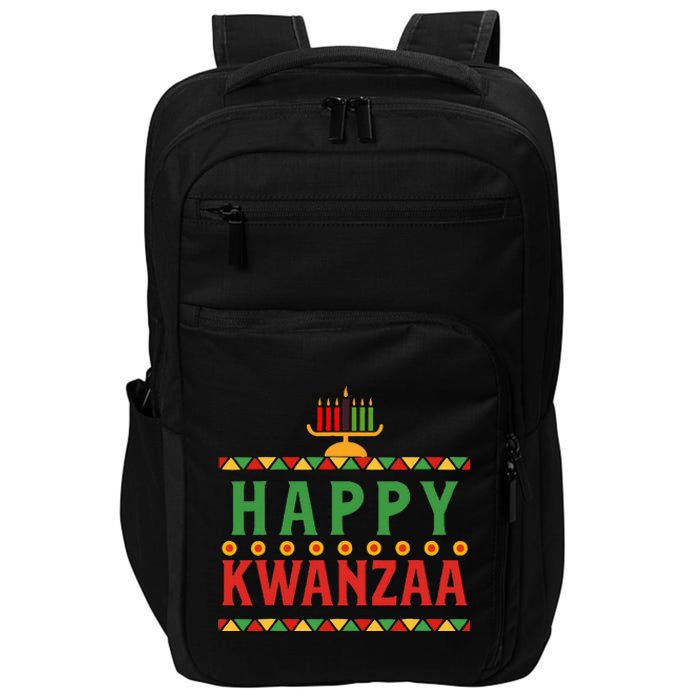 Merry happy kwanzaa christmas African American holiday Impact Tech Backpack