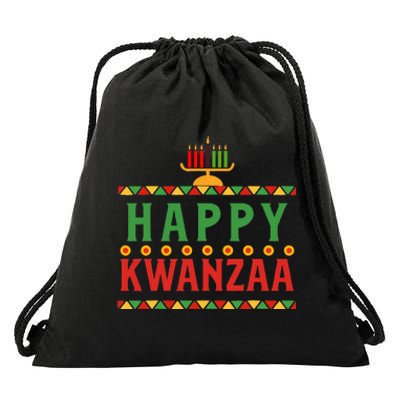 Merry happy kwanzaa christmas African American holiday Drawstring Bag