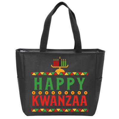 Merry happy kwanzaa christmas African American holiday Zip Tote Bag