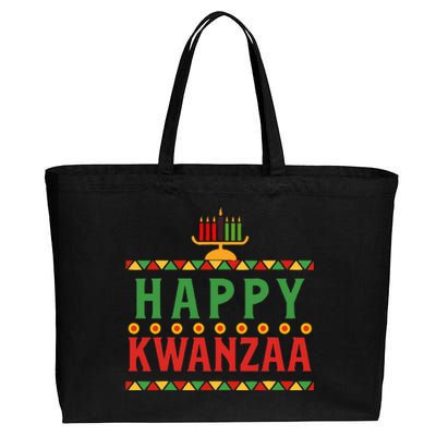 Merry happy kwanzaa christmas African American holiday Cotton Canvas Jumbo Tote