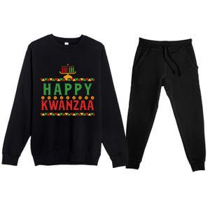 Merry Happy Kwanzaa Christmas African American Holiday Premium Crewneck Sweatsuit Set