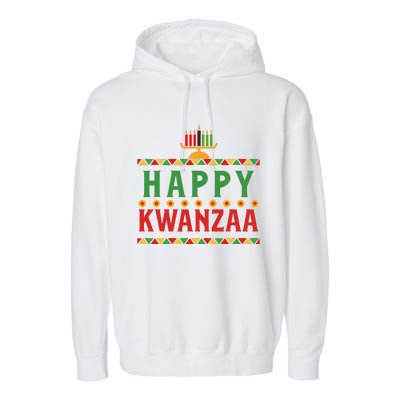 Merry Happy Kwanzaa Christmas African American Holiday Garment-Dyed Fleece Hoodie