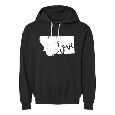 Montana Home Love Vintage State Map Outline Garment-Dyed Fleece Hoodie