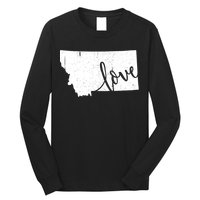 Montana Home Love Vintage State Map Outline Long Sleeve Shirt