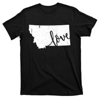 Montana Home Love Vintage State Map Outline T-Shirt