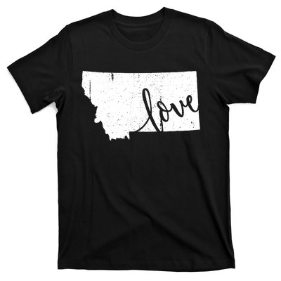 Montana Home Love Vintage State Map Outline T-Shirt