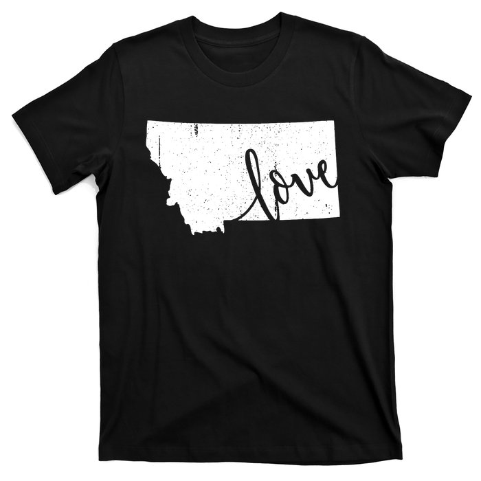 Montana Home Love Vintage State Map Outline T-Shirt