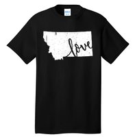 Montana Home Love Vintage State Map Outline Tall T-Shirt