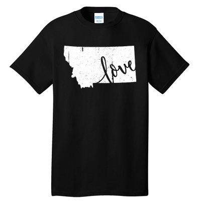 Montana Home Love Vintage State Map Outline Tall T-Shirt