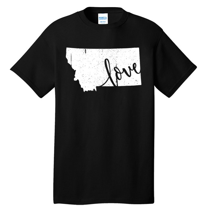 Montana Home Love Vintage State Map Outline Tall T-Shirt