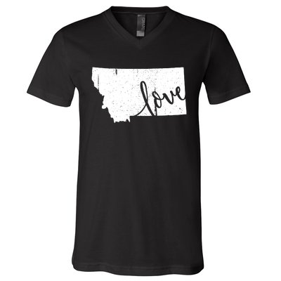 Montana Home Love Vintage State Map Outline V-Neck T-Shirt