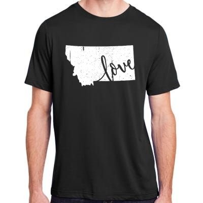 Montana Home Love Vintage State Map Outline Adult ChromaSoft Performance T-Shirt