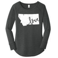 Montana Home Love Vintage State Map Outline Women's Perfect Tri Tunic Long Sleeve Shirt