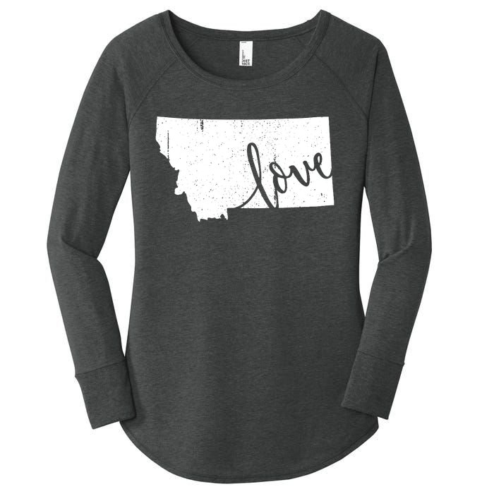 Montana Home Love Vintage State Map Outline Women's Perfect Tri Tunic Long Sleeve Shirt