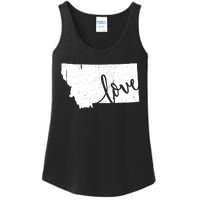 Montana Home Love Vintage State Map Outline Ladies Essential Tank