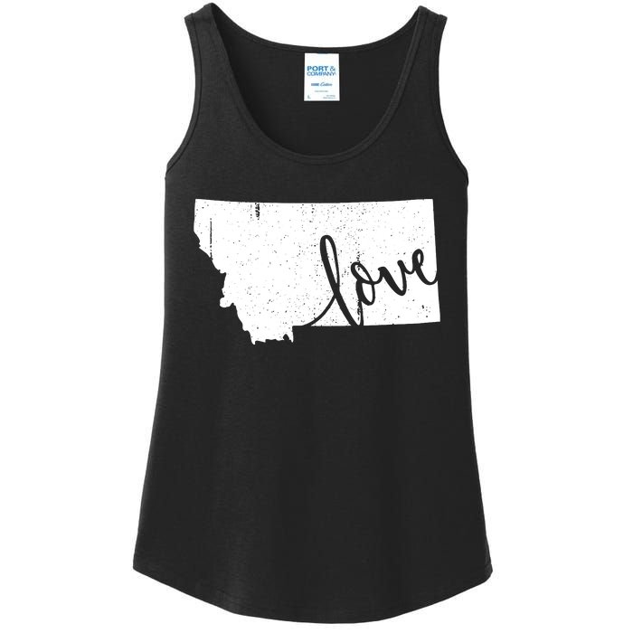 Montana Home Love Vintage State Map Outline Ladies Essential Tank