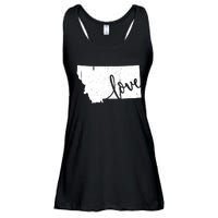 Montana Home Love Vintage State Map Outline Ladies Essential Flowy Tank