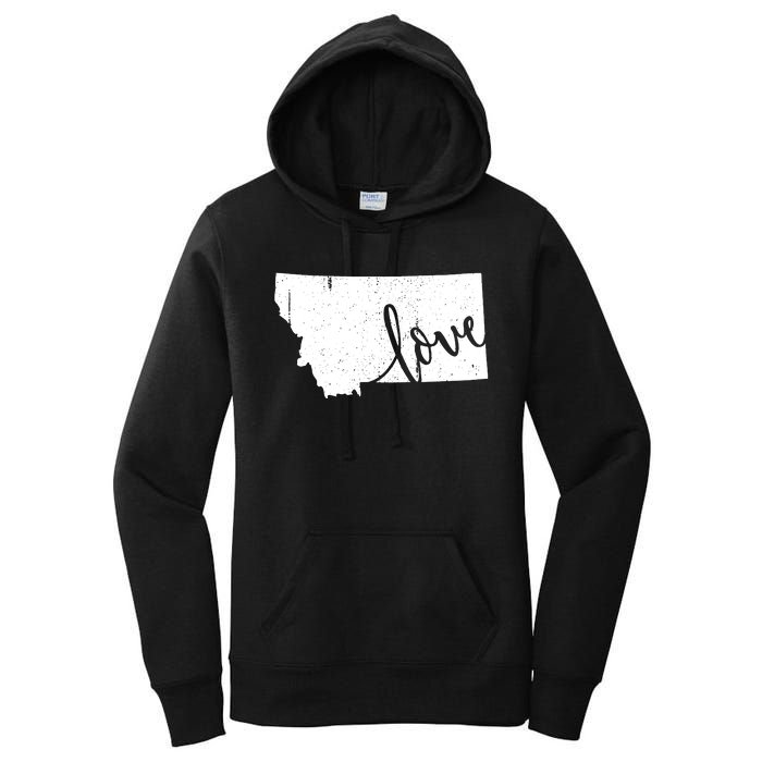 Montana Home Love Vintage State Map Outline Women's Pullover Hoodie