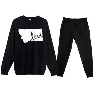 Montana Home Love Vintage State Map Outline Premium Crewneck Sweatsuit Set